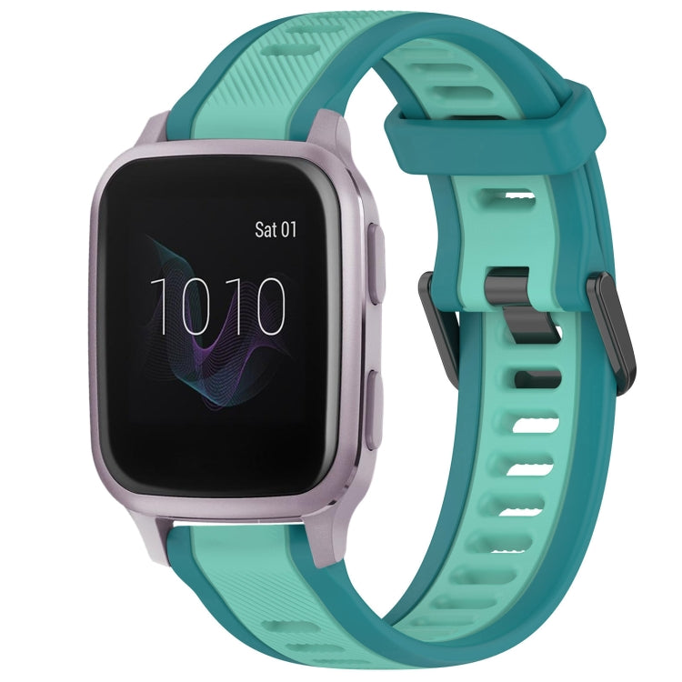 For Garmin Venu SQ 20mm Two Color Textured Silicone Watch Band(Teal) - Watch Bands by PMC TechLife | Online Shopping South Africa | PMC TechLife