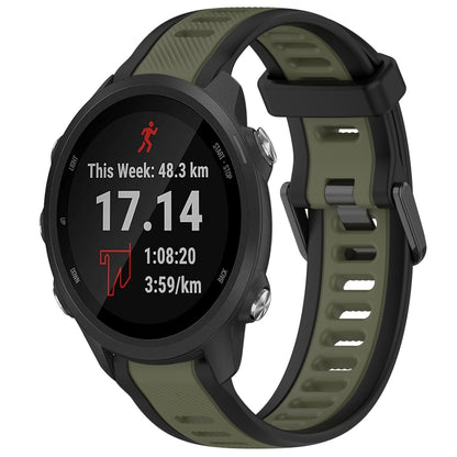 For Garmin Forerunner 245 / 245 Music 20mm Two Color Textured Silicone Watch Band(Green+Black) - Watch Bands by PMC Jewellery | Online Shopping South Africa | PMC Jewellery