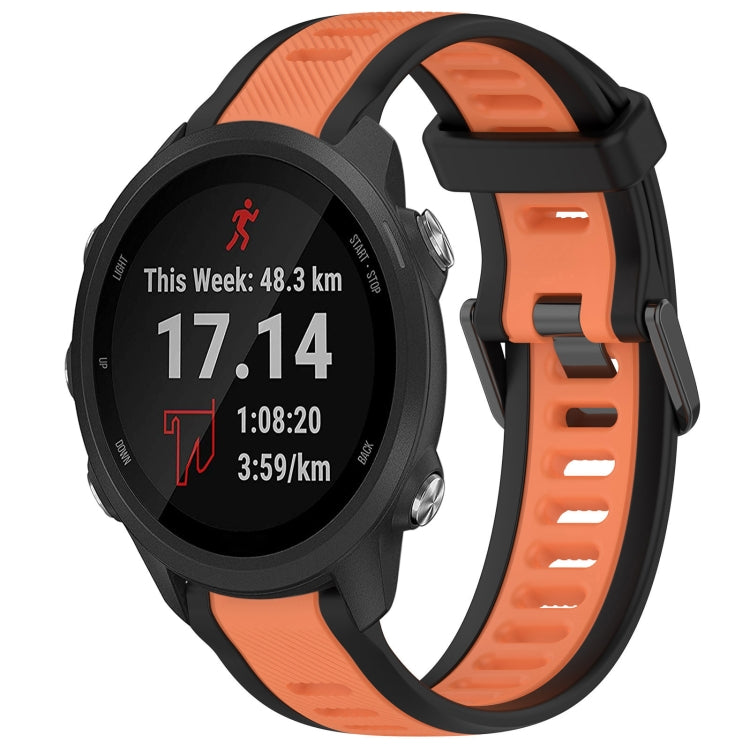 For Garmin Forerunner 245 / 245 Music 20mm Two Color Textured Silicone Watch Band(Orange+Black) - Watch Bands by PMC Jewellery | Online Shopping South Africa | PMC Jewellery