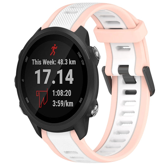 For Garmin Forerunner 245 / 245 Music 20mm Two Color Textured Silicone Watch Band(White+Pink) - Watch Bands by PMC Jewellery | Online Shopping South Africa | PMC Jewellery