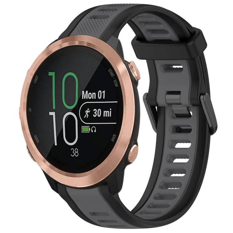 For Garmin Forerunner 645 / 645 Music 20mm Two Color Textured Silicone Watch Band(Grey+Black) - free shipping - PMC TechLife - Order now!
