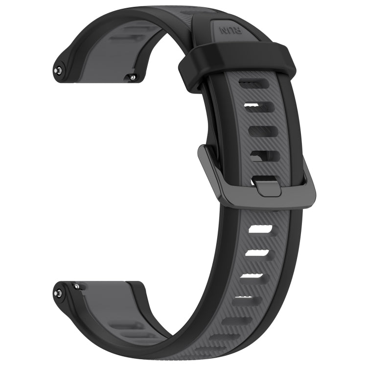 For Garmin Forerunner 645 / 645 Music 20mm Two Color Textured Silicone Watch Band(Grey+Black) - Watch Bands by PMC Jewellery | Online Shopping South Africa | PMC Jewellery