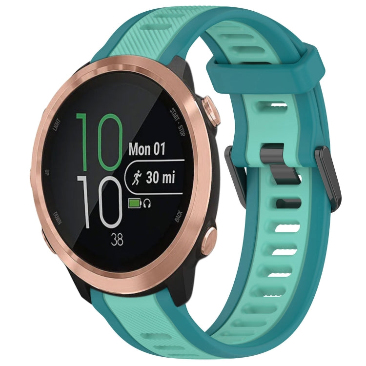 For Garmin Forerunner 645 / 645 Music 20mm Two Color Textured Silicone Watch Band(Teal) - Watch Bands by PMC Jewellery | Online Shopping South Africa | PMC Jewellery