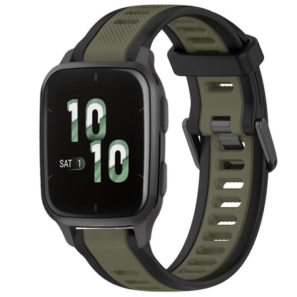 For Garmin Forerunner Sq2 / Sq2 Music 20mm Two Color Textured Silicone Watch Band(Green+Black) - Watch Bands by PMC Jewellery | Online Shopping South Africa | PMC Jewellery