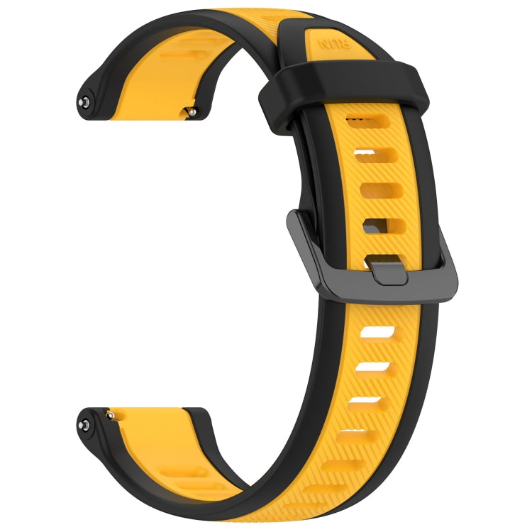 For Garmin Forerunner Sq2 / Sq2 Music 20mm Two Color Textured Silicone Watch Band(Yellow+Black) - Watch Bands by PMC Jewellery | Online Shopping South Africa | PMC Jewellery