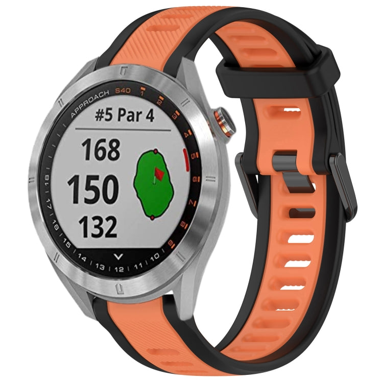 For Garmin Approach S40 20mm Two Color Textured Silicone Watch Band(Orange+Black) - Watch Bands by PMC Jewellery | Online Shopping South Africa | PMC Jewellery