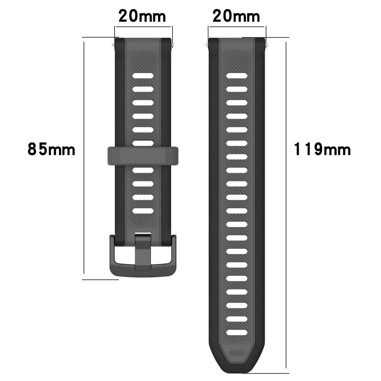 For Garmin Active 5 20mm Two Color Textured Silicone Watch Band(Green+Black) - Watch Bands by PMC TechLife | Online Shopping South Africa | PMC TechLife