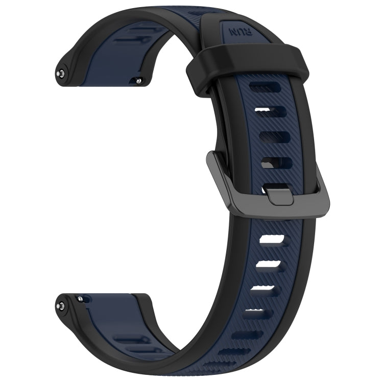 For Garmin Forerunner 265S 18mm Two Color Textured Silicone Watch Band(Midnight Blue+Black) - Watch Bands by PMC TechLife | Online Shopping South Africa | PMC TechLife