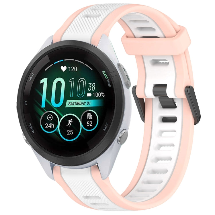 For Garmin Forerunner 265S Music 18mm Two Color Textured Silicone Watch Band(White+Pink) - Watch Bands by PMC Jewellery | Online Shopping South Africa | PMC Jewellery