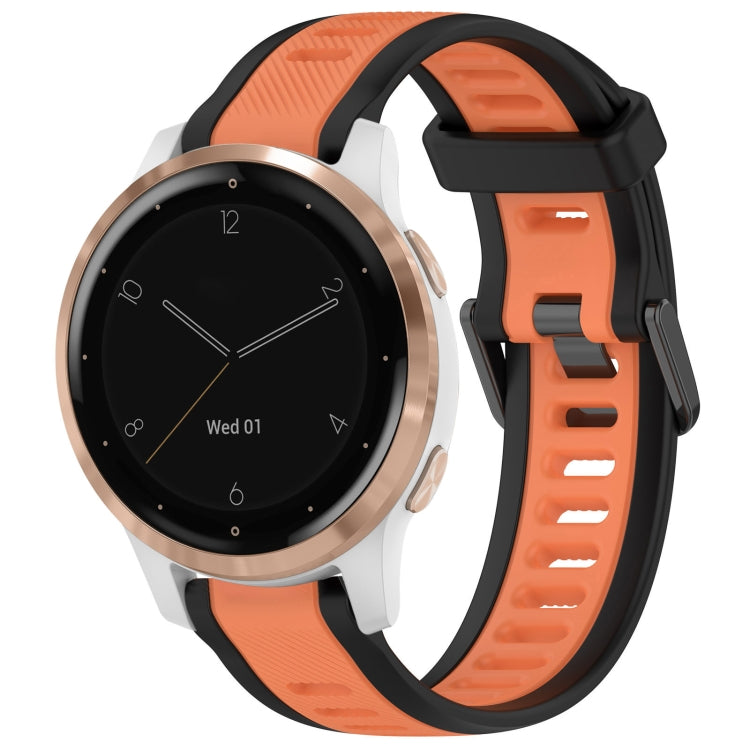 For Garmin Active S 18mm Two Color Textured Silicone Watch Band(Orange+Black) - Watch Bands by PMC TechLife | Online Shopping South Africa | PMC TechLife