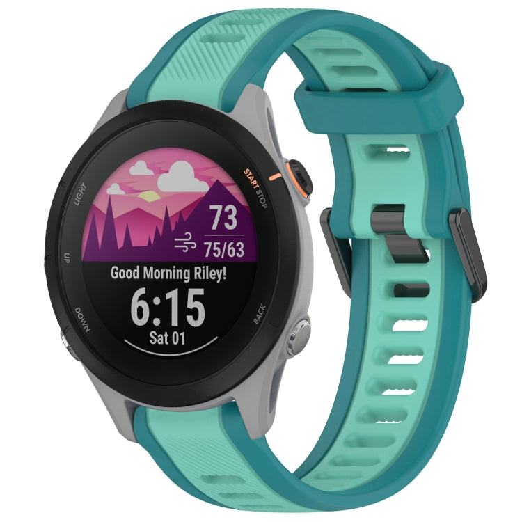 For Garmin Forerunner 255S 18mm Two Color Textured Silicone Watch Band(Teal) - free shipping - PMC TechLife - Order now!