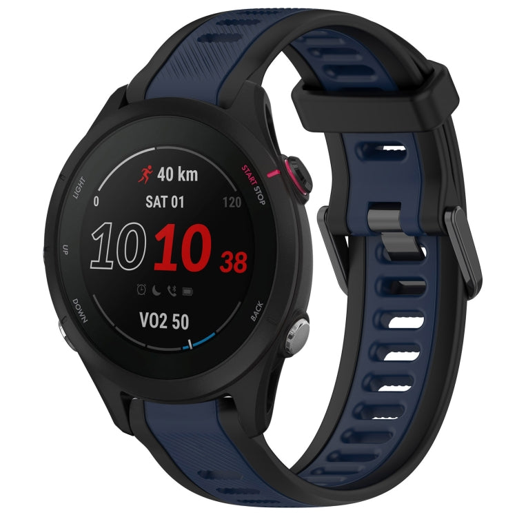 For Garmin Forerunner 255S Music 18mm Two Color Textured Silicone Watch Band(Midnight Blue+Black) - free shipping - PMC TechLife - Order now!