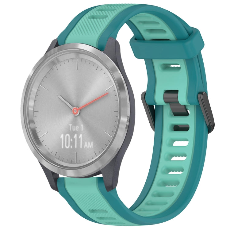 For Garmin Vivomove 3S 18mm Two Color Textured Silicone Watch Band(Teal) - Watch Bands by PMC Jewellery | Online Shopping South Africa | PMC Jewellery