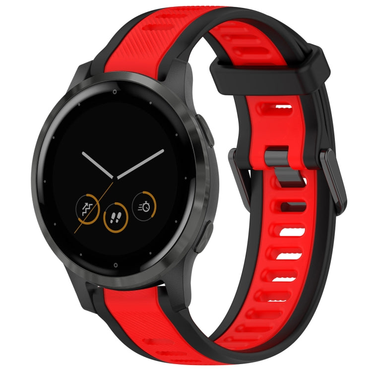 For Garmin Vivoactive 4S 18mm Two Color Textured Silicone Watch Band(Red+Black) - Watch Bands by PMC Jewellery | Online Shopping South Africa | PMC Jewellery