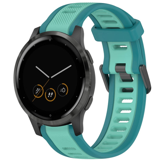 For Garmin Vivoactive 4S 18mm Two Color Textured Silicone Watch Band(Teal) - Watch Bands by PMC Jewellery | Online Shopping South Africa | PMC Jewellery