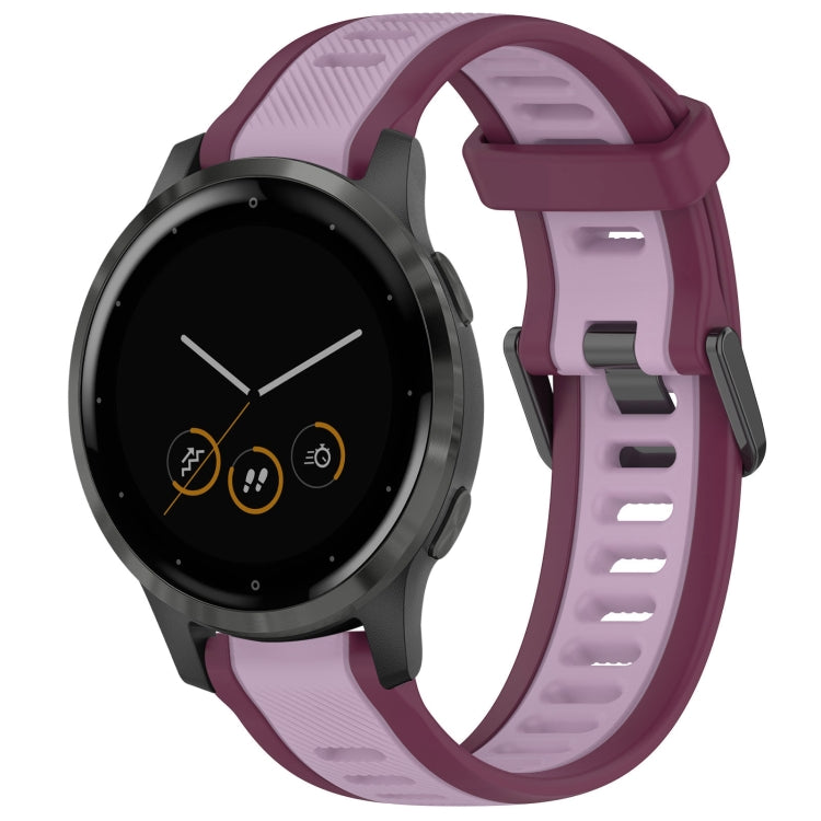 For Garmin Vivoactive 4S 18mm Two Color Textured Silicone Watch Band(Purple) - Watch Bands by PMC Jewellery | Online Shopping South Africa | PMC Jewellery
