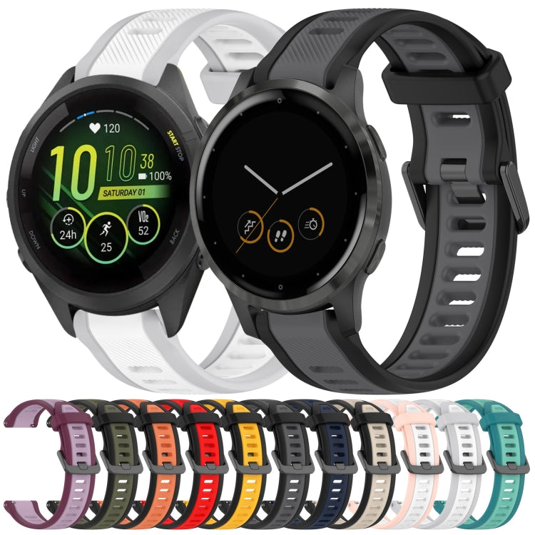 For Garmin Forerunner 255S 18mm Two Color Textured Silicone Watch Band(Grey+Black) - free shipping - PMC TechLife - Order now!