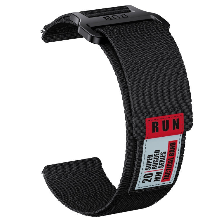 20mm Two Color Nylon Canvas Hook And Loop Fastener Watch Band(Black+Red) - 20mm Bands by PMC TechLife | Online Shopping South Africa | PMC TechLife