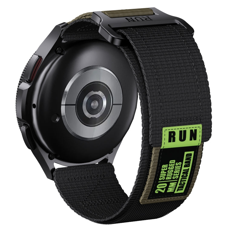 22mm Two Color Nylon Canvas Hook And Loop Fastener Watch Band(Black+Green) - 22mm Bands by PMC TechLife | Online Shopping South Africa | PMC TechLife