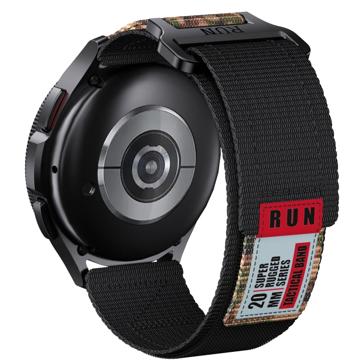 22mm Two Color Nylon Canvas Hook And Loop Fastener Watch Band(Black+Camouflage) - 22mm Bands by PMC TechLife | Online Shopping South Africa | PMC TechLife