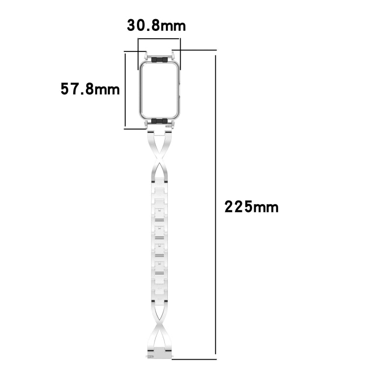 For Samsung Galaxy Fit 3 X Shaped Dual Row Diamond Metal Frame Watch Band(Black) - Watch Bands by PMC TechLife | Online Shopping South Africa | PMC TechLife