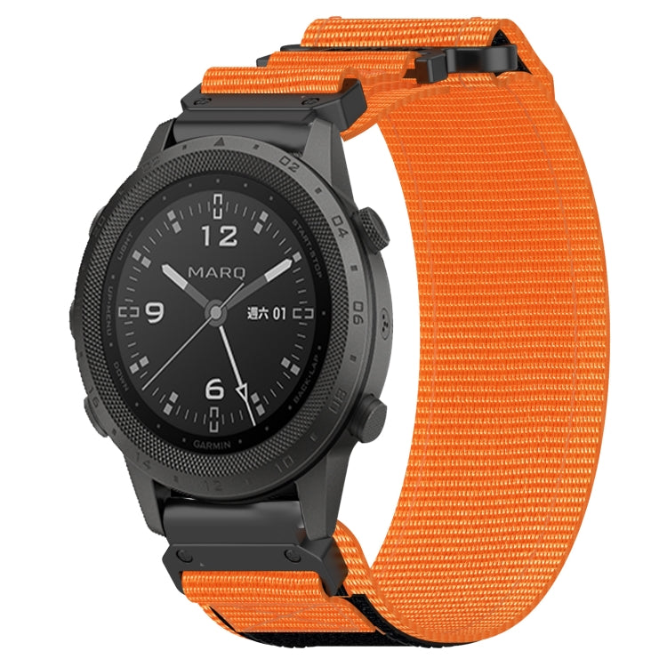 For Garmin MARQ Commander 22mm Nylon Hook And Loop Fastener Watch Band(Orange) - Watch Bands by PMC Jewellery | Online Shopping South Africa | PMC Jewellery
