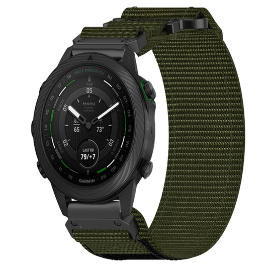 For Garmin MARQ Golfer 22mm Nylon Hook And Loop Fastener Watch Band(Army Green) - Watch Bands by PMC Jewellery | Online Shopping South Africa | PMC Jewellery