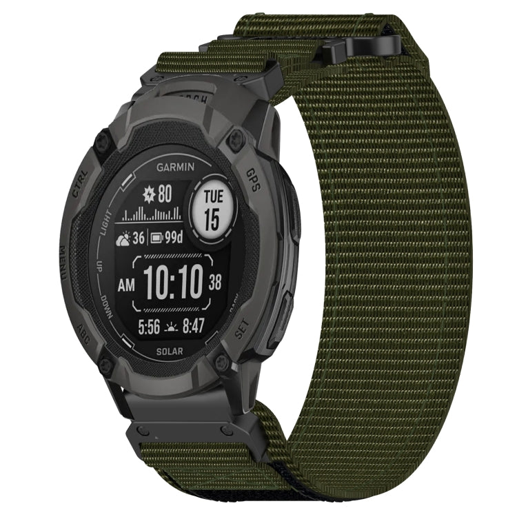 For Garmin  Instinct 2 Solar 22mm Nylon Hook And Loop Fastener Watch Band(Army Green) - Watch Bands by PMC TechLife | Online Shopping South Africa | PMC TechLife
