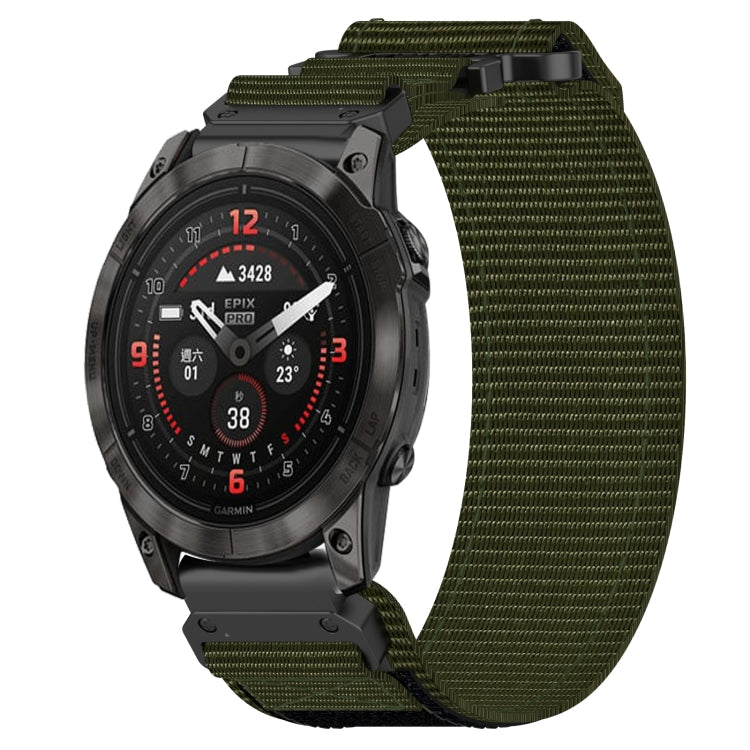 For Garmin Epix Pro 47mm 22mm Nylon Hook And Loop Fastener Watch Band(Army Green) - Watch Bands by PMC TechLife | Online Shopping South Africa | PMC TechLife