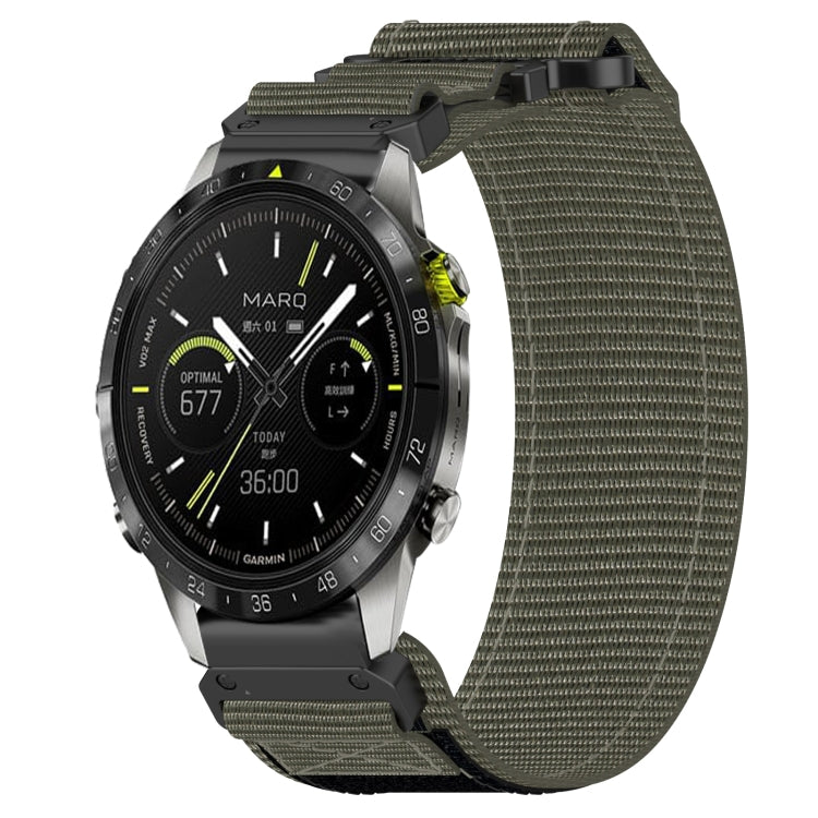 For Garmin MARQ Athlete Gen 2 22mm Nylon Hook And Loop Fastener Watch Band(Grey) - Watch Bands by PMC TechLife | Online Shopping South Africa | PMC TechLife