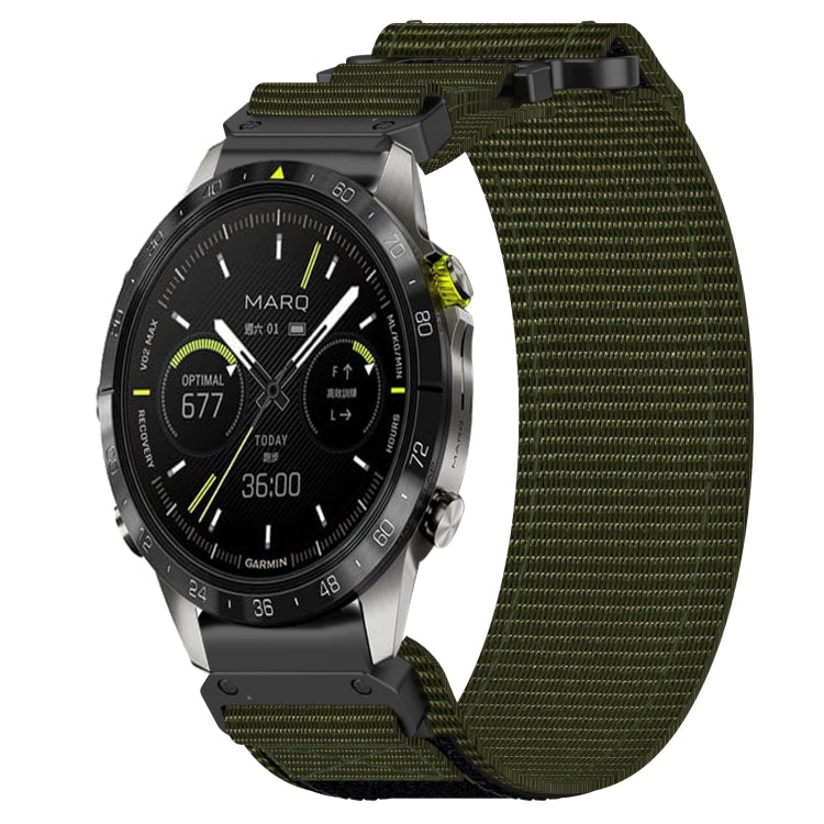 For Garmin MARQ Athlete Gen 2 22mm Nylon Hook And Loop Fastener Watch Band(Army Green) - free shipping - PMC TechLife - Order now!