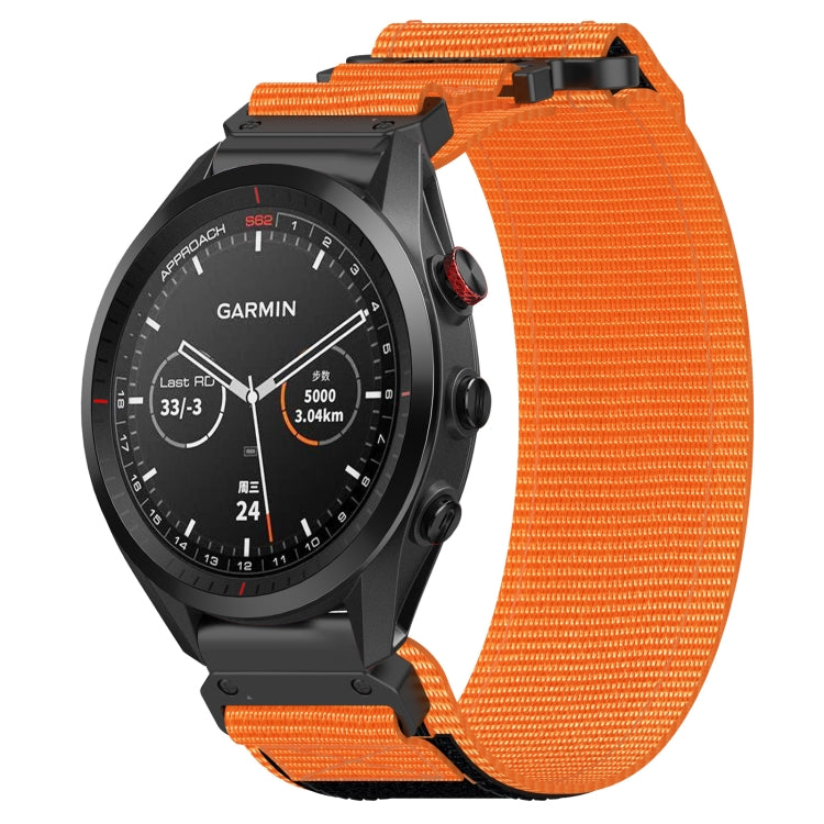 For Garmin Approach S62 22mm Nylon Hook And Loop Fastener Watch Band(Orange) - Watch Bands by PMC Jewellery | Online Shopping South Africa | PMC Jewellery