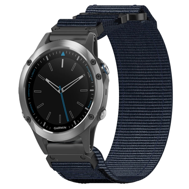 For Garmin Quatix 5 22mm Nylon Hook And Loop Fastener Watch Band(Blue) - Watch Bands by PMC TechLife | Online Shopping South Africa | PMC TechLife | Buy Now Pay Later Mobicred