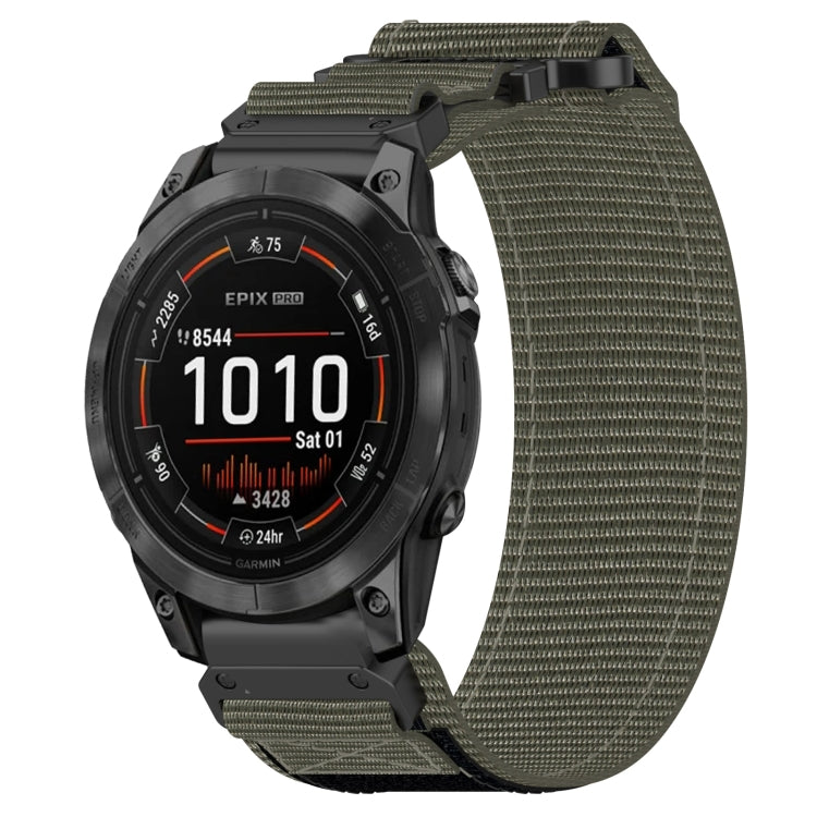 For Garmin Epix Pro 51mm 26mm Nylon Hook And Loop Fastener Watch Band(Grey) - Watch Bands by PMC TechLife | Online Shopping South Africa | PMC TechLife