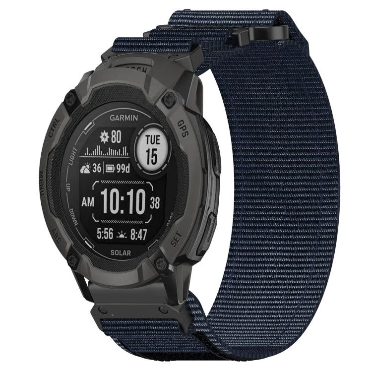 For Garmin Instinct 2X Solar 26mm Nylon Hook And Loop Fastener Watch Band(Blue) - Watch Bands by PMC Jewellery | Online Shopping South Africa | PMC Jewellery