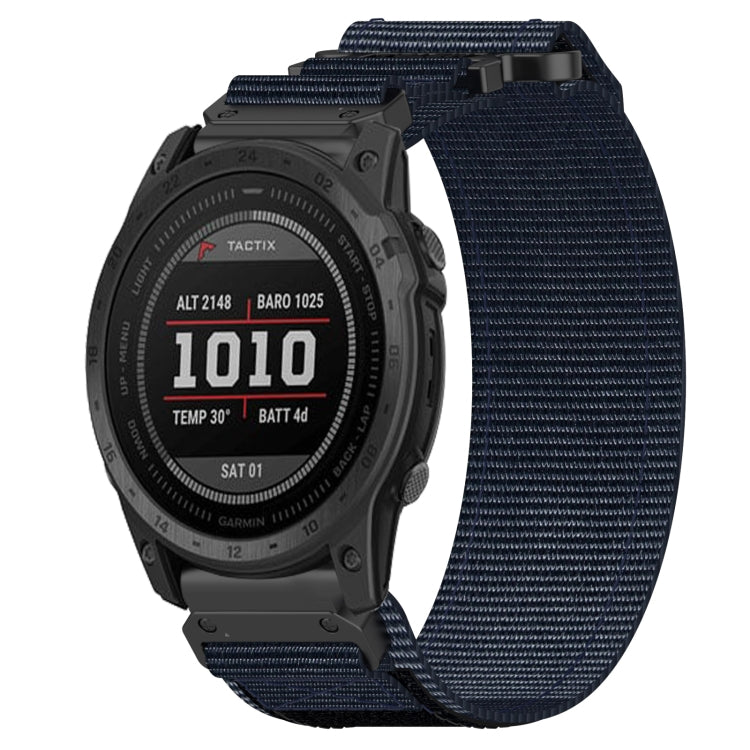 For Garmin Tactix 7 26mm Nylon Hook And Loop Fastener Watch Band(Blue) - Watch Bands by PMC Jewellery | Online Shopping South Africa | PMC Jewellery