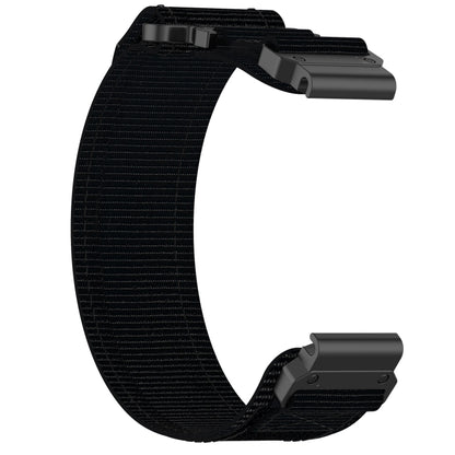 For Garmin Fenix 6X Sapphire 26mm Nylon Hook And Loop Fastener Watch Band(Black) - Watch Bands by PMC Jewellery | Online Shopping South Africa | PMC Jewellery