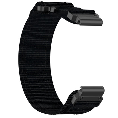 For Garmin Descent MK 1 26mm Nylon Hook And Loop Fastener Watch Band(Black) - Watch Bands by PMC Jewellery | Online Shopping South Africa | PMC Jewellery