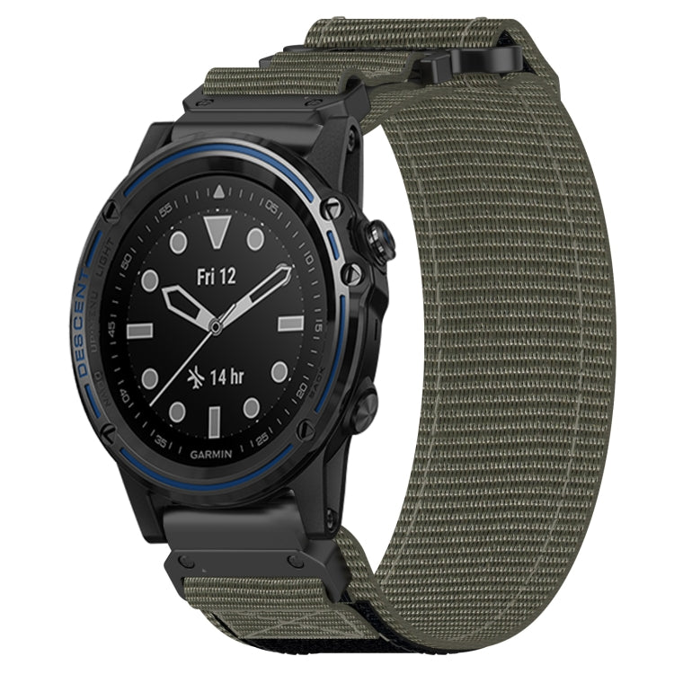 For Garmin Descent MK 1 26mm Nylon Hook And Loop Fastener Watch Band(Grey) - Watch Bands by PMC TechLife | Online Shopping South Africa | PMC TechLife | Buy Now Pay Later Mobicred