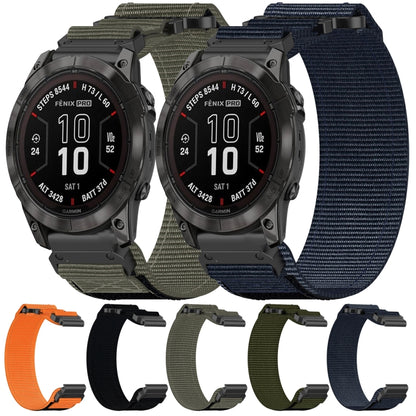 For Garmin Tactix 7 AMOLED 26mm Nylon Hook And Loop Fastener Watch Band(Army Green) - Watch Bands by PMC Jewellery | Online Shopping South Africa | PMC Jewellery