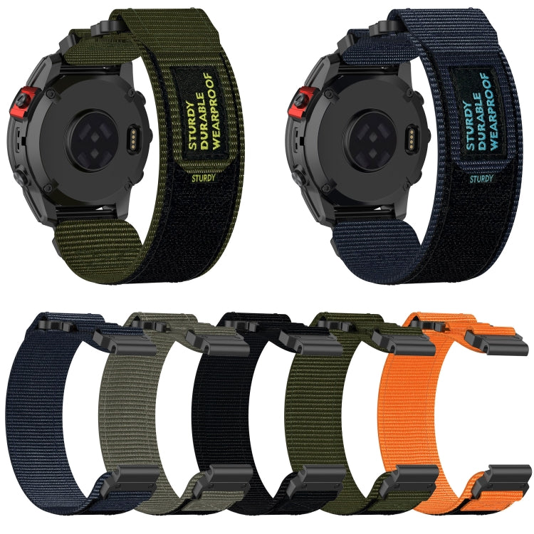 For Garmin Fenix 6X 26mm Nylon Hook And Loop Fastener Watch Band(Orange) - free shipping - PMC TechLife - Order now!