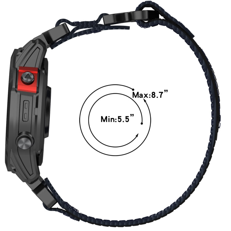 For Garmin Descent MK 2 26mm Nylon Hook And Loop Fastener Watch Band(Blue) - Watch Bands by PMC TechLife | Online Shopping South Africa | PMC TechLife