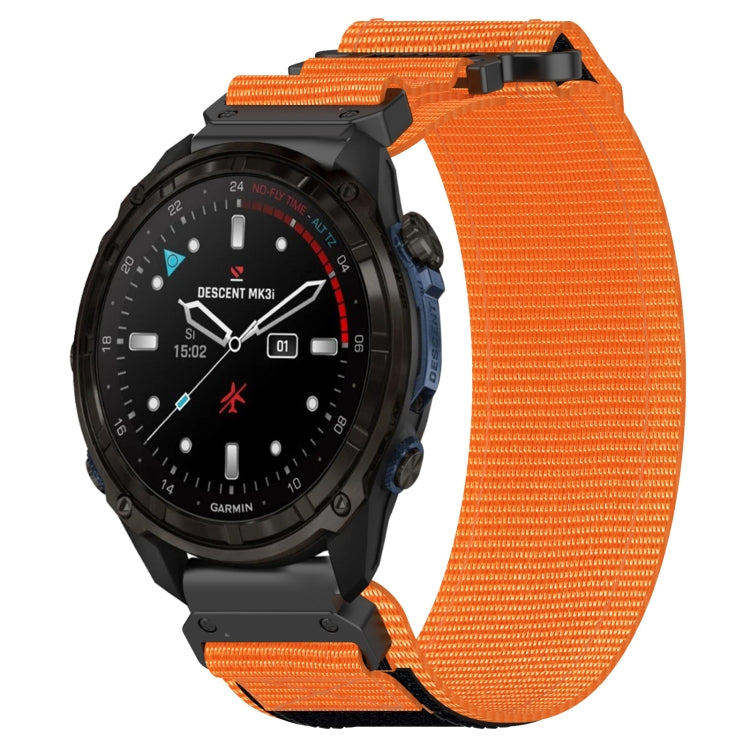 For Garmin Descent Mk3 43mm 20mm Nylon Hook And Loop Fastener Watch Band(Orange) - Watch Bands by PMC TechLife | Online Shopping South Africa | PMC TechLife