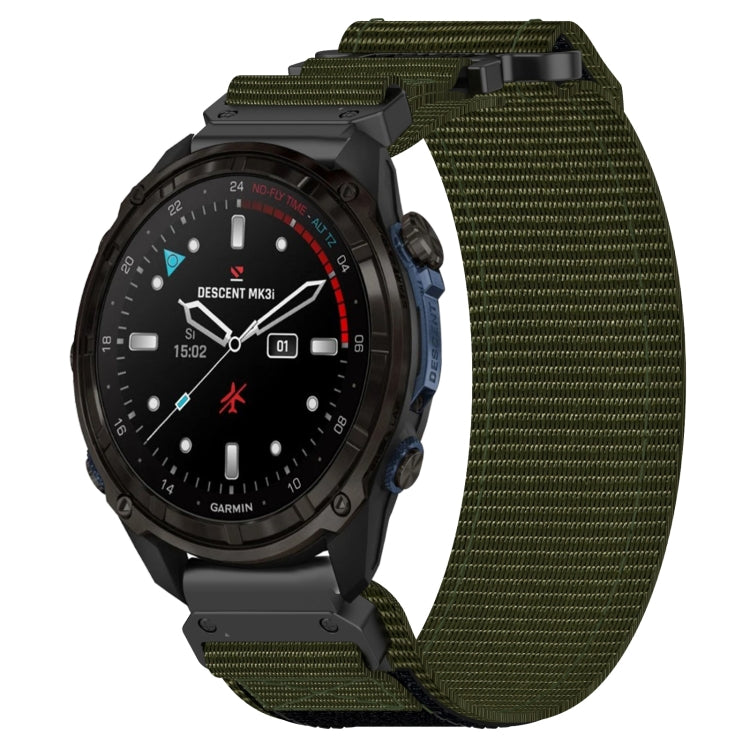 For Garmin Descent Mk3 43mm 20mm Nylon Hook And Loop Fastener Watch Band(Army Green) - Watch Bands by PMC TechLife | Online Shopping South Africa | PMC TechLife