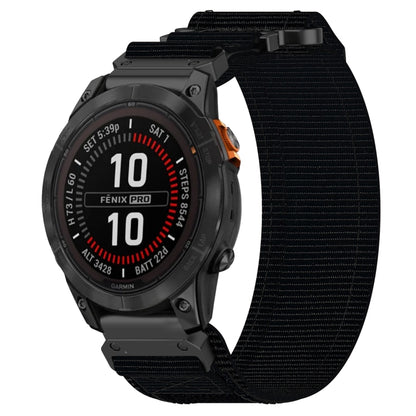 For Garmin Fenix 7S 20mm Nylon Hook And Loop Fastener Watch Band(Black) - Watch Bands by PMC Jewellery | Online Shopping South Africa | PMC Jewellery