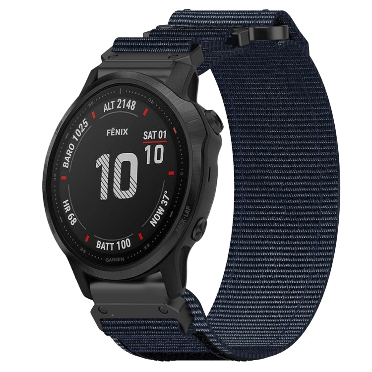 For Garmin Fenix 6S 20mm Nylon Hook And Loop Fastener Watch Band(Blue) - Watch Bands by PMC Jewellery | Online Shopping South Africa | PMC Jewellery