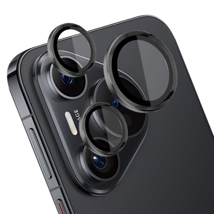 For Huawei Pura 70 NORTHJO Camera Lens CD Vein Metal Ring Tempered Glass Film(Black) - Huawei Tempered Glass by NORTHJO | Online Shopping South Africa | PMC Jewellery | Buy Now Pay Later Mobicred