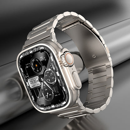 For Apple Watch Series 7 45mm I-Shaped Titanium Watch Band(Black) - Watch Bands by PMC Jewellery | Online Shopping South Africa | PMC Jewellery