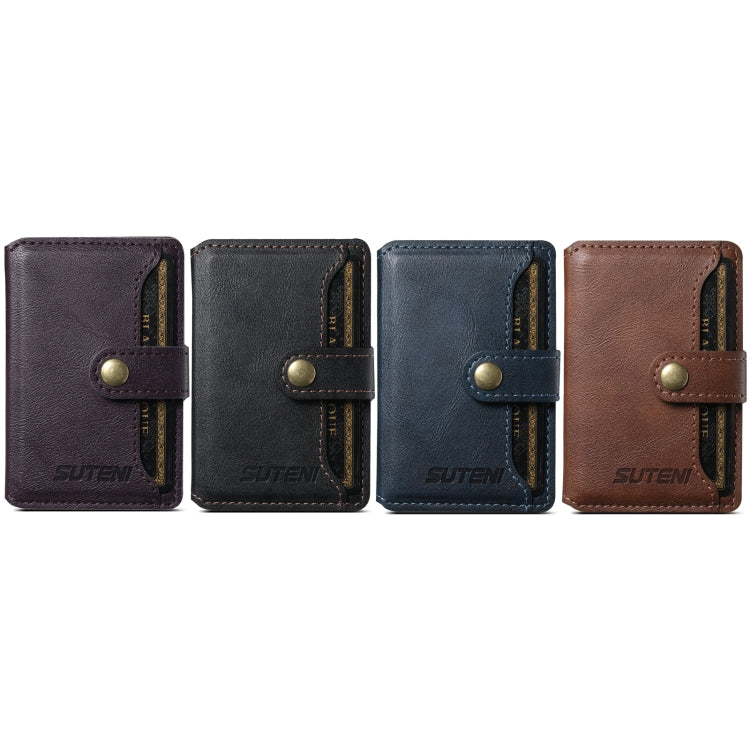 Suteni S2 Phone Magnetic Card Case Card Sleeve MagSafe Magnetic Coil PU Leather(Brown) - Others Accessories by Suteni | Online Shopping South Africa | PMC Jewellery | Buy Now Pay Later Mobicred