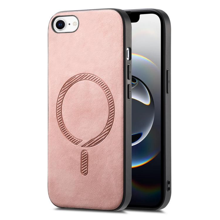 For iPhone 16e Solid Color Retro Magsafe PU Back Cover Phone Case(Pink) - iPhone 16e Cases by PMC TechLife | Online Shopping South Africa | PMC TechLife | Buy Now Pay Later Mobicred